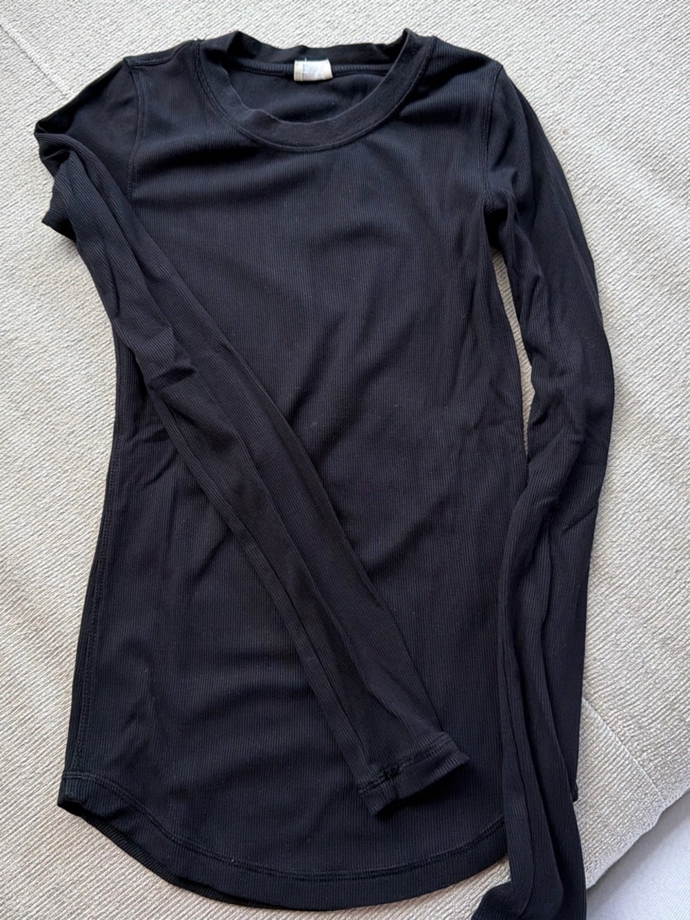 Aritzia Black Long Sleeve Ribbed Crew Top